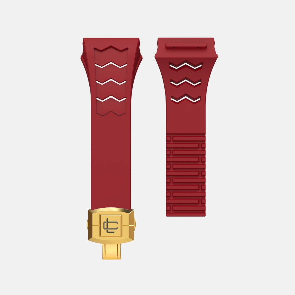 Fluoro Rubber Strap of Carbon Fiber Edition Case 49MM- Gold Buckle