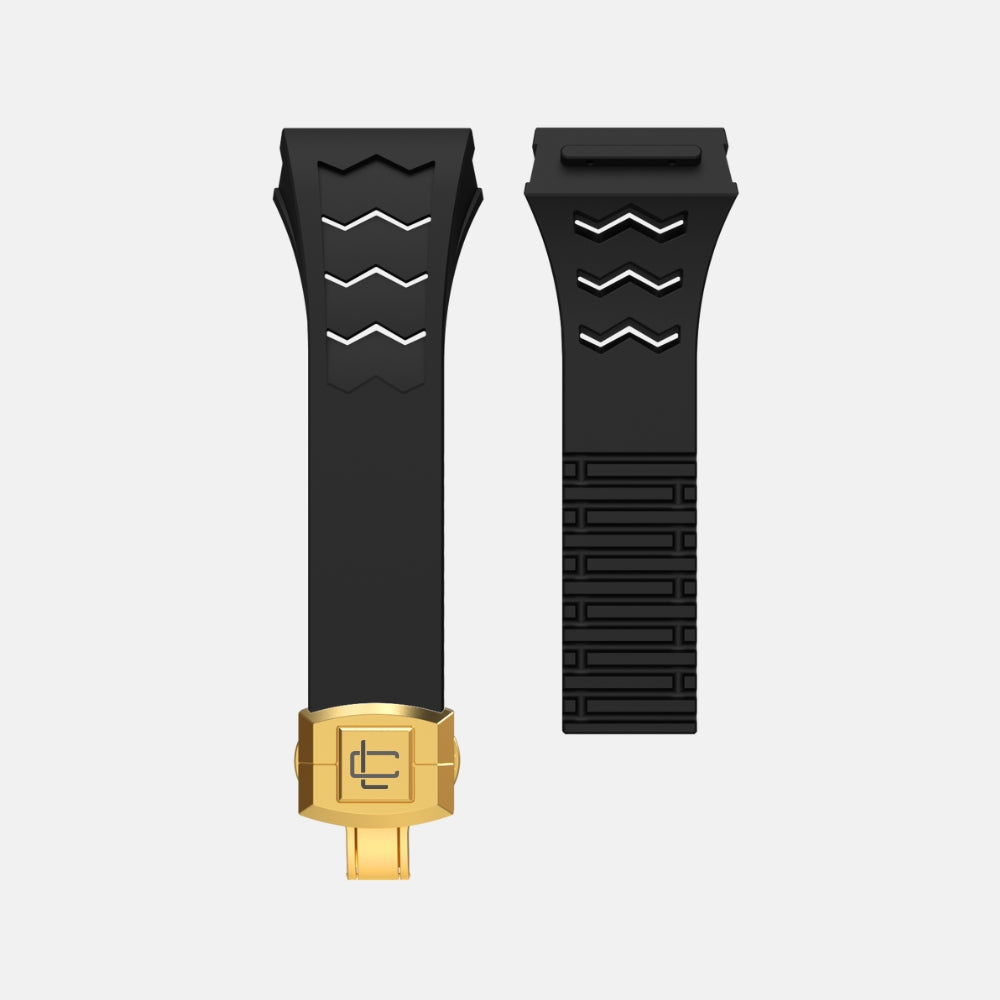 Fluoro Rubber Strap of Carbon Fiber Edition Case 49MM- Gold Buckle