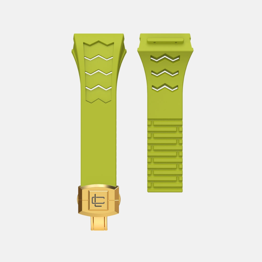 Fluoro Rubber Strap of Carbon Fiber Edition Case 49MM- Gold Buckle