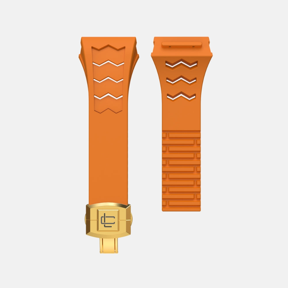 Fluoro Rubber Strap of Carbon Fiber Edition Case 49MM- Gold Buckle