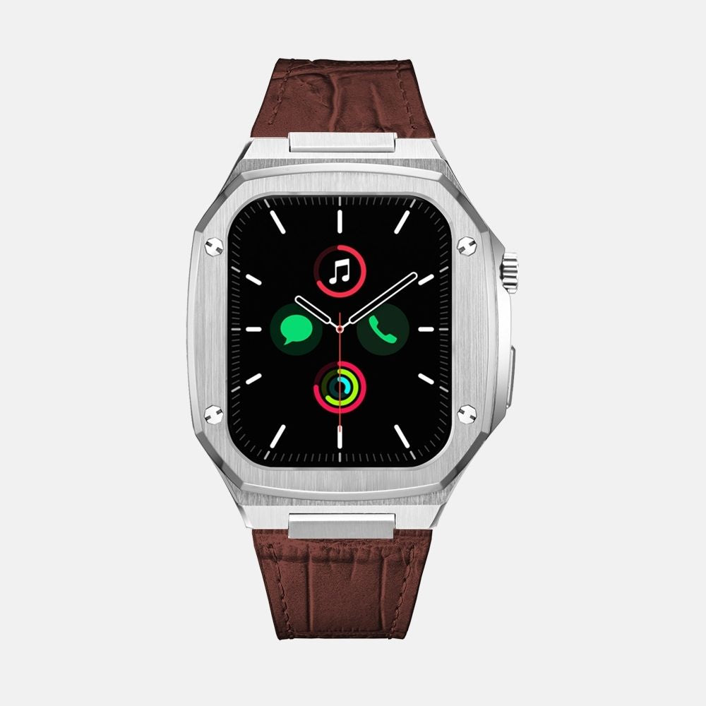 45MM Silver Luxury Edition Case- Leather Strap