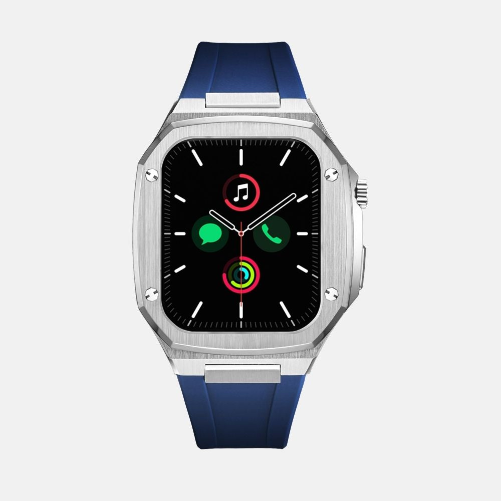 45MM Silver Luxury Edition Case- Silicone Strap