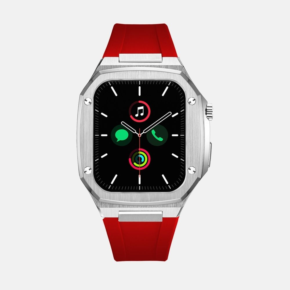 45MM Silver Luxury Edition Case- Silicone Strap