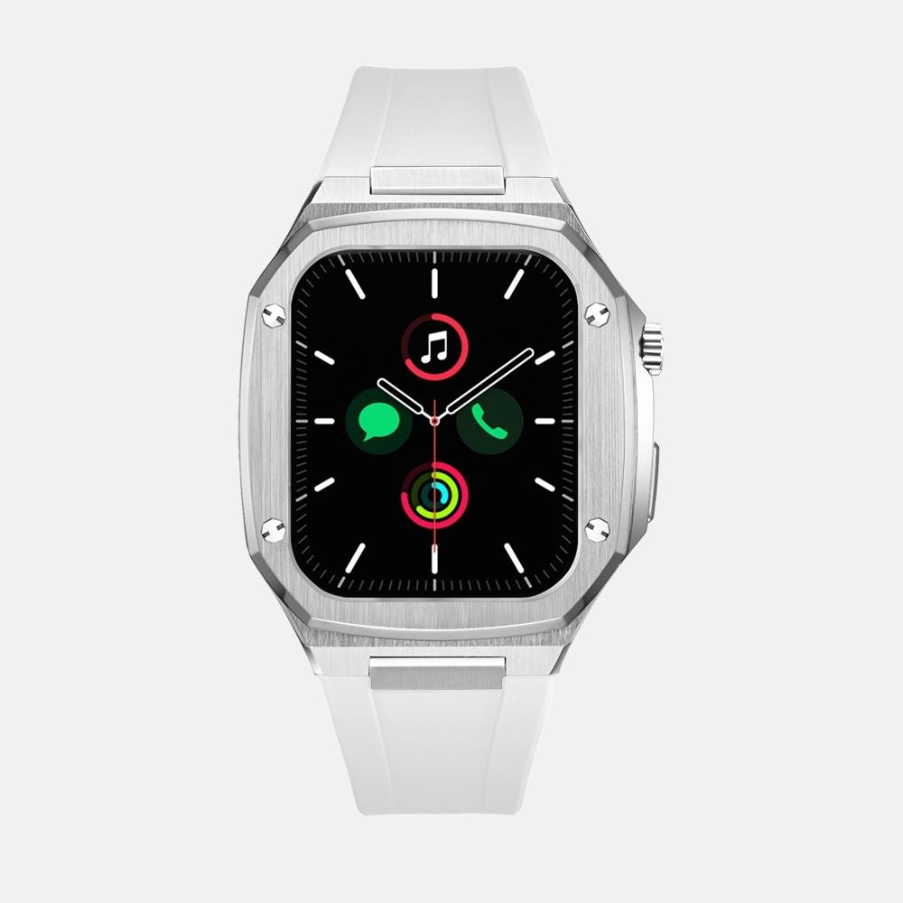 45MM Silver Luxury Edition Case- Silicone Strap