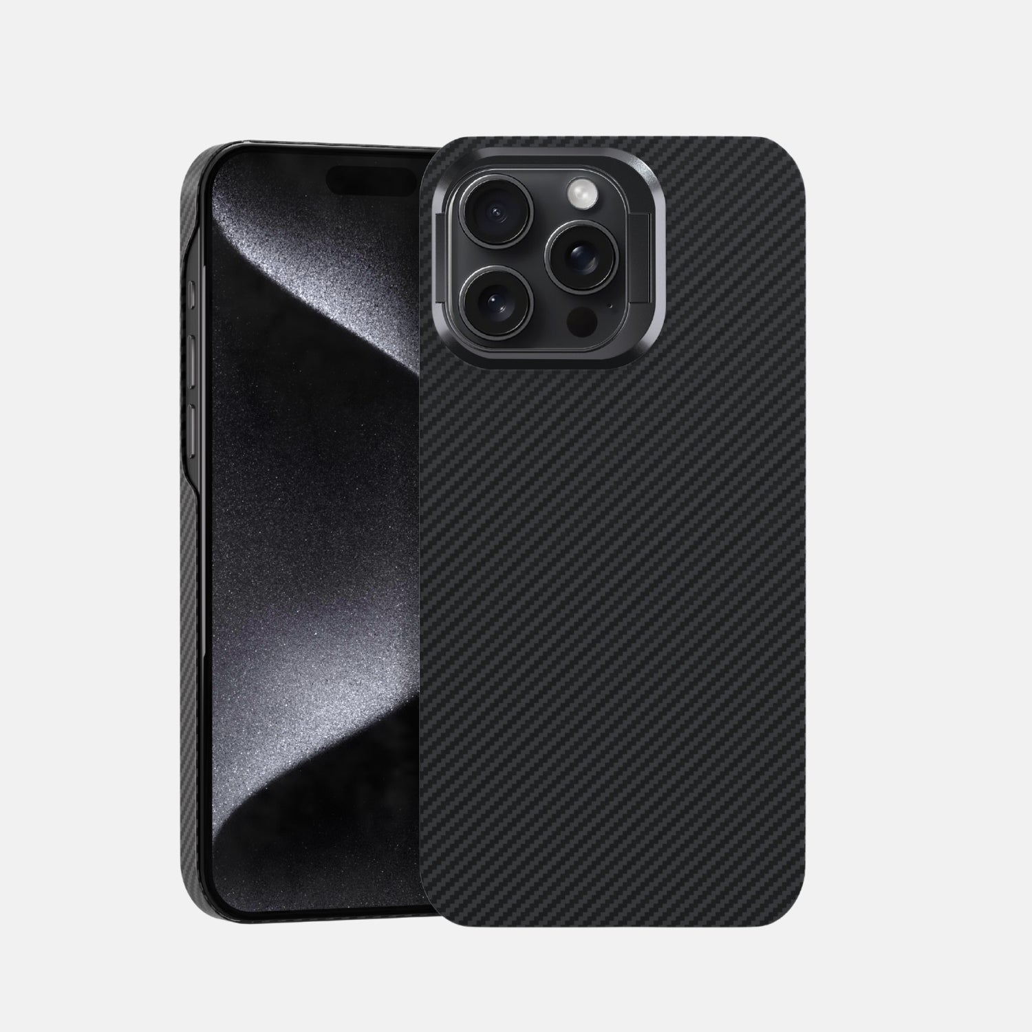 iPhone 15 Pro Real Carbon Fiber Protective Case With Kickstand