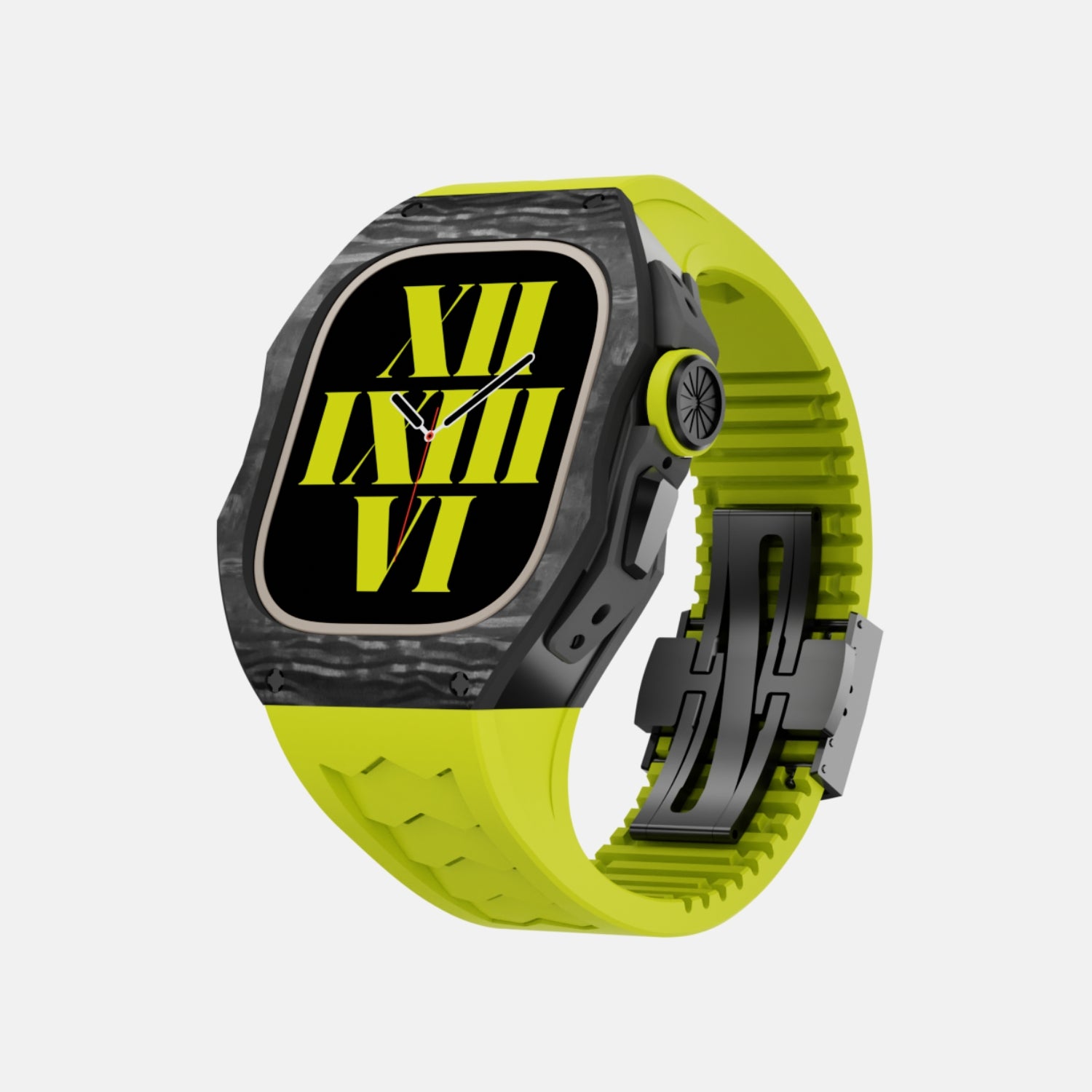 Fluoro Rubber Strap of Carbon Fiber Edition Case 49MM- Gold Buckle